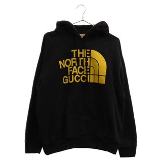 グッチ(Gucci)のGUCCI グッチ 21SS×THE NORTHFACE Logo Print Pullover Parka ザノースフェイス ロゴプルオーバーパーカー ブラック/イエロー 651724 XJDCM(パーカー)