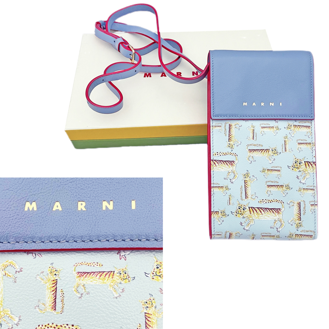 Marni(マルニ)の新品マルニMARNIスマホポーチお財布ポシェット ショルダーバッグ ブルー レディースのバッグ(ボディバッグ/ウエストポーチ)の商品写真