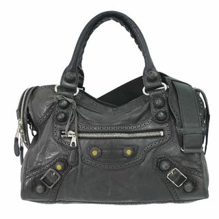 バレンシアガバッグ(BALENCIAGA BAG)の本物 バレンシアガ BALENCIAGA ザ ジャイアントシティ 2WAY ショルダーバッグ ハンドバッグ レザー ブラック 204529 The Giant City バッグ 中古(ショルダーバッグ)