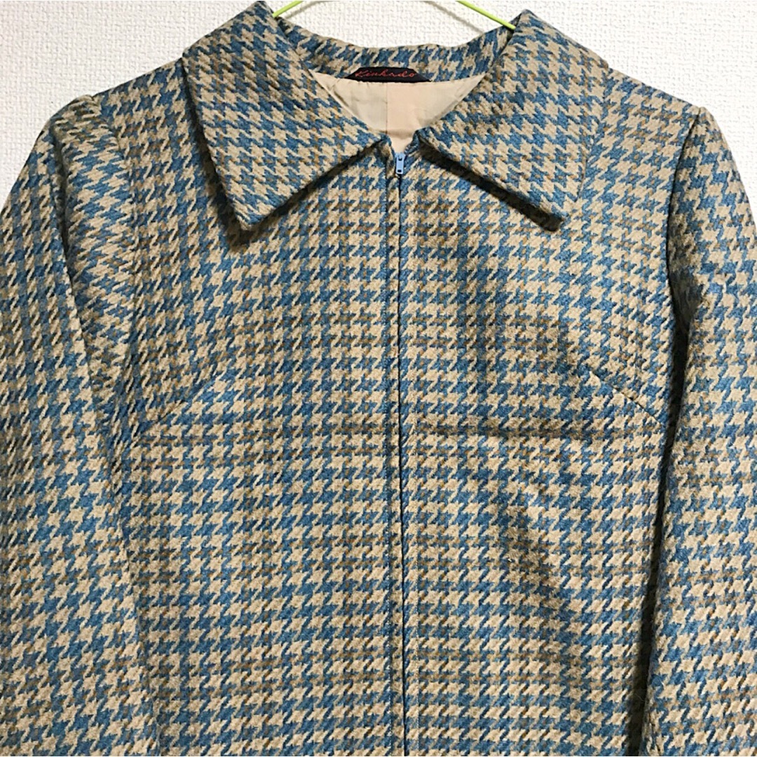 70年代 レトロ 千鳥格子 コート レディースのジャケット/アウター(トレンチコート)の商品写真