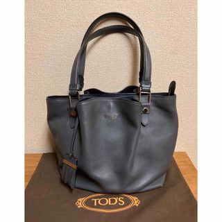 トッズ(TOD'S)のトッズ　フラワー　ハンドバッグ　ショルダーバッグ　レザー　ダークグレー(ハンドバッグ)