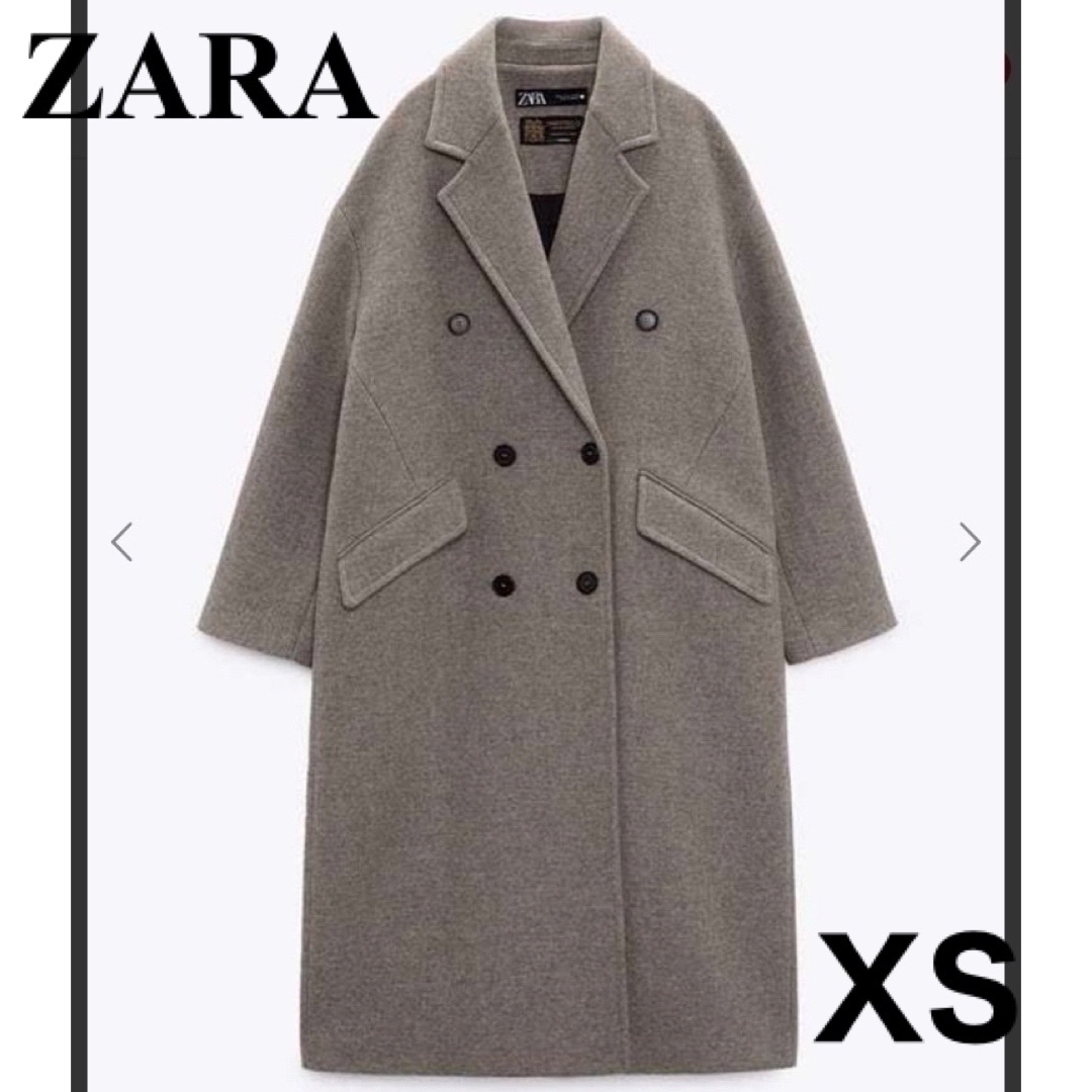 ZARA(ザラ)のZARA ザラ オーバーサイズ ウール ブレンドコート ブラウン レディースのジャケット/アウター(ロングコート)の商品写真