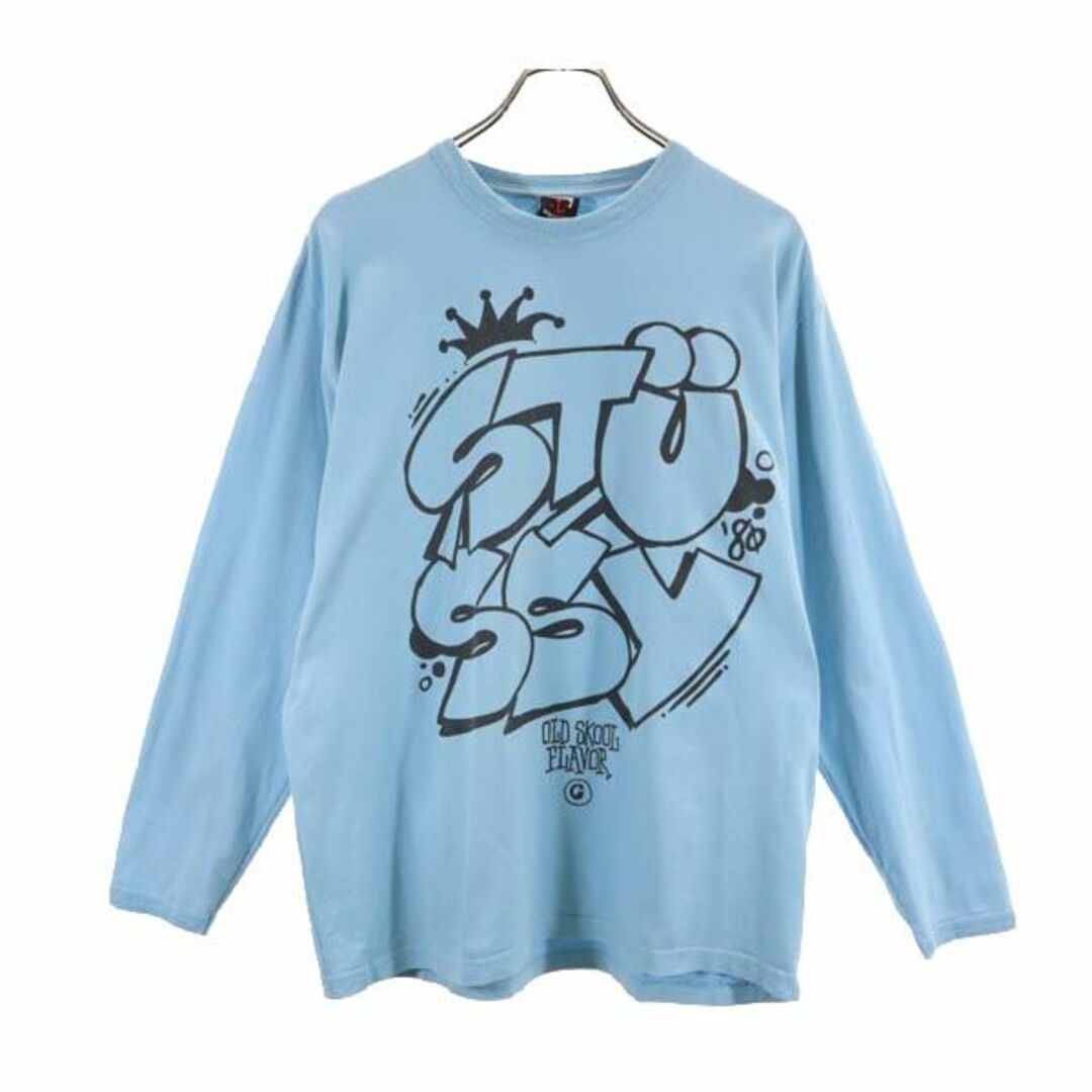 STUSSY - ステューシー 長袖 プリント Tシャツ L ブルー系 STUSSY ロン