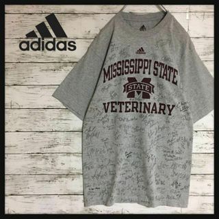 アディダス(adidas)の【NCAAミシシッピ州】アディダス　Tシャツ サイン入り　グレー　K307(Tシャツ/カットソー(半袖/袖なし))