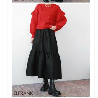 ザラ(ZARA)のエルフランク　 ELFRANK　ツイード スカート　　ブラック(ロングスカート)