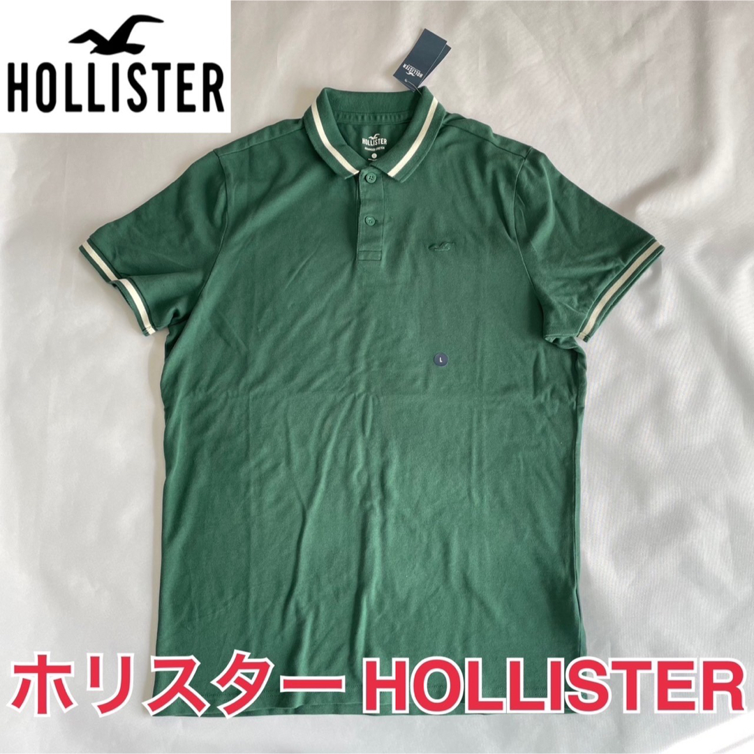 Hollister(ホリスター)の【新品】ホリスター HOLLISTER メンズ ポロシャツ 半袖 Lサイズ　緑 メンズのトップス(ポロシャツ)の商品写真