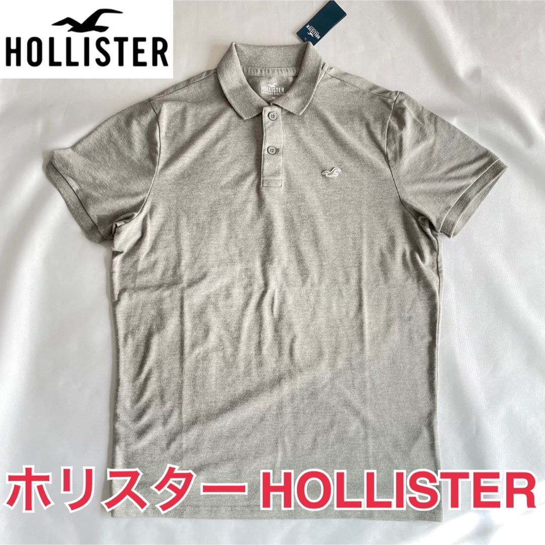 Hollister(ホリスター)の【新品】ホリスター HOLLISTER メンズ ポロシャツ半袖 Lサイズ　グレー メンズのトップス(ポロシャツ)の商品写真
