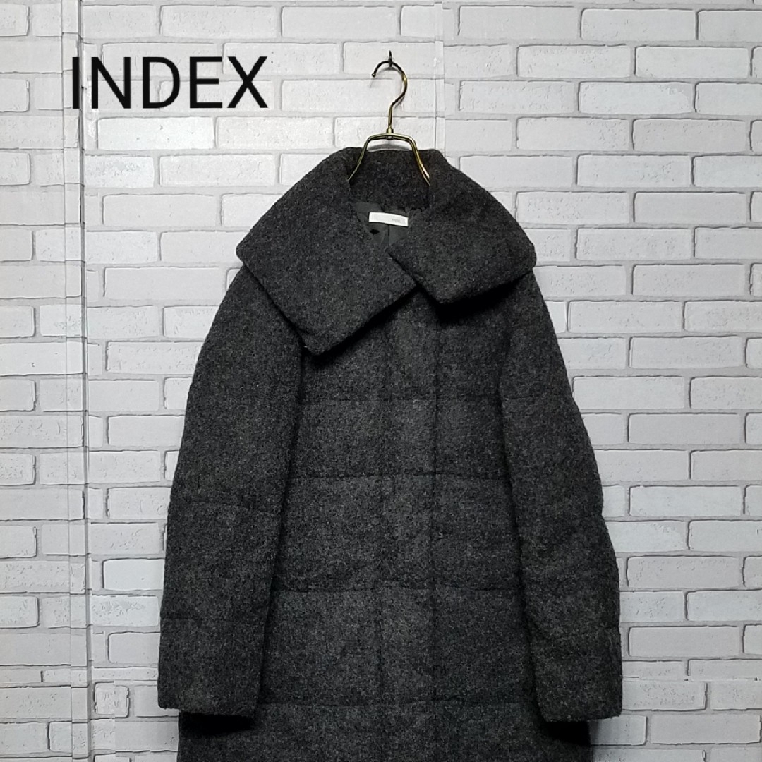 INDEX(インデックス)の【INDEX】インデックス　ダウンコート　グレー　ウール　ボリュームカラー レディースのジャケット/アウター(ダウンコート)の商品写真