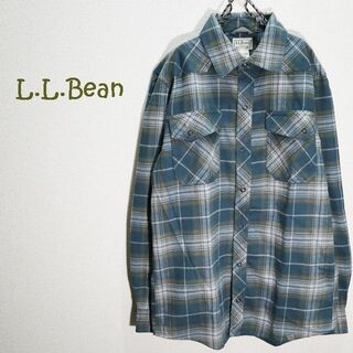 エルエルビーン(L.L.Bean)のL.L.Bean　エルエルビーン　ウール混合ネルシャツ　グリーン系チェック柄(シャツ)