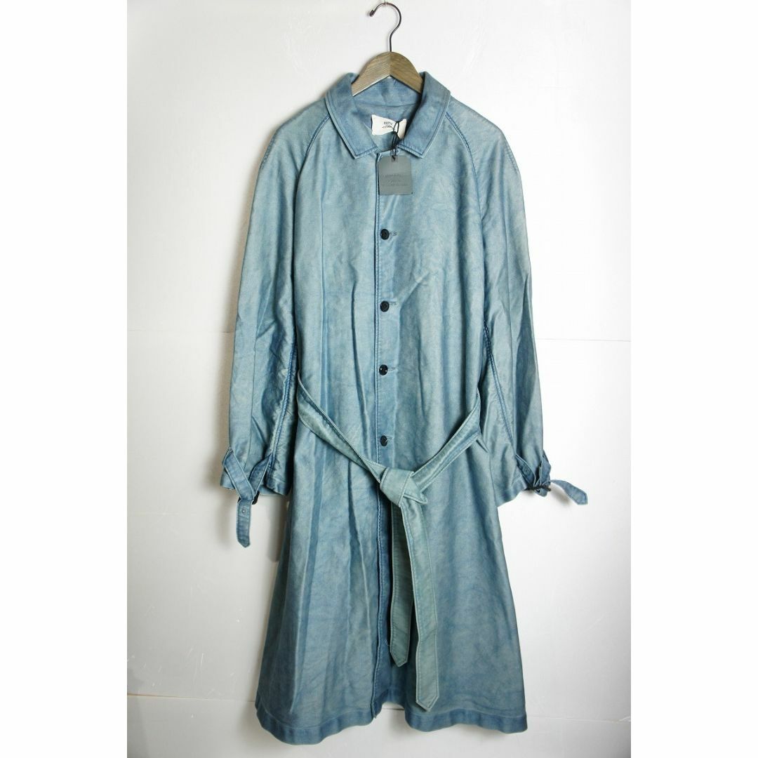 Cotton100%生産国美品21AW OUTIL ウティ モールスキン ガウンコート青627N▲