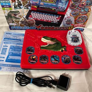 セガ(SEGA)の恐竜　図鑑　パソコン　オメガ　アダプタ・説明書付き　メダル(知育玩具)