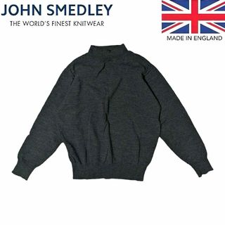 ジョンスメドレー(JOHN SMEDLEY)の旧タグ JOHN SMEDLEY グレー モックネック ウール ニット(ニット/セーター)