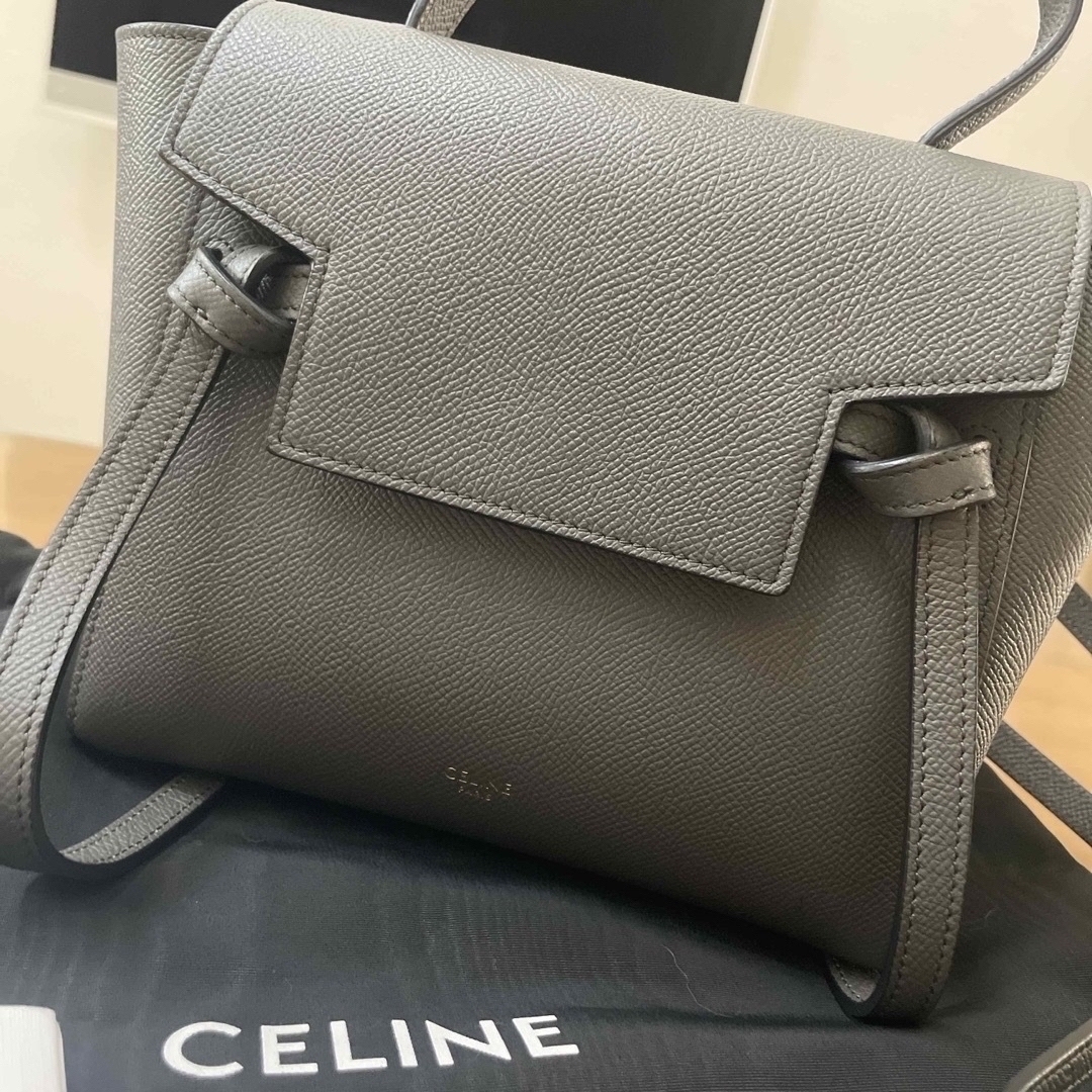 セリーヌ CELINE ナノ ベルトバッグ カーフスキン グレー 189003