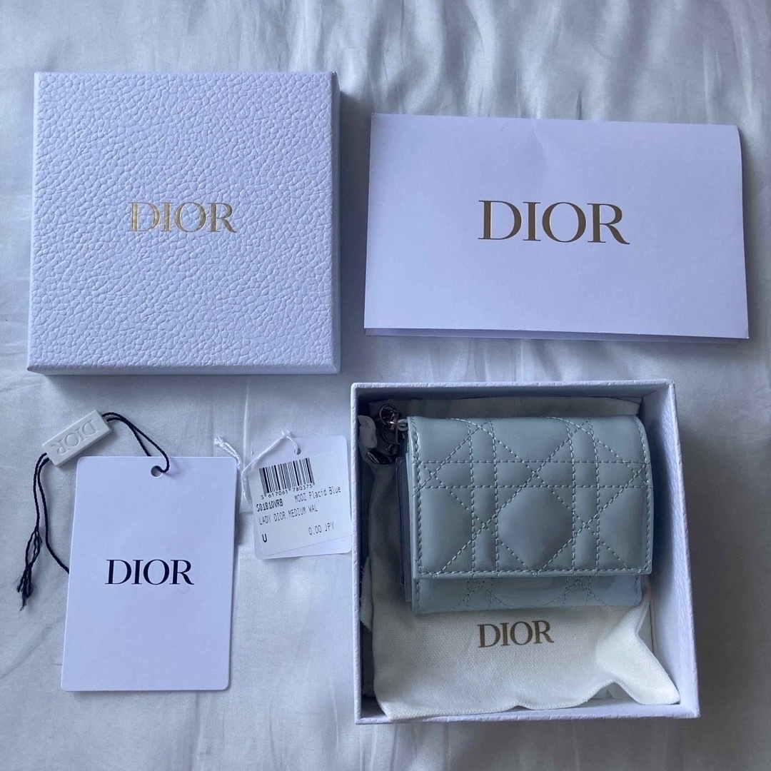 LADY DIOR 財布 ロータスウォレット カナージュ パテントカーフスキンファッション小物