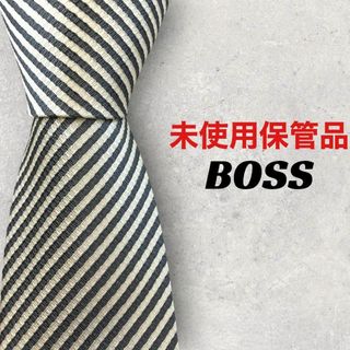 ボス(BOSS)の【5661】未使用保管品！BOSS　ネクタイ　ホワイト×シルバー系(ネクタイ)