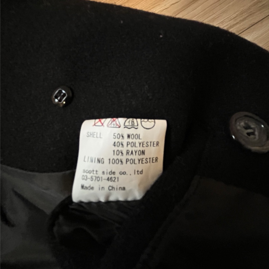 古着屋購入　ウール混ミドル丈Pコート　ブラック メンズのジャケット/アウター(ピーコート)の商品写真