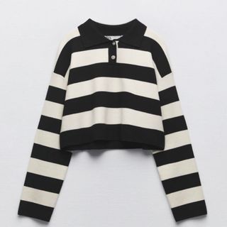 ザラ(ZARA)のZARA クロップドストライプニットセーター(ニット/セーター)