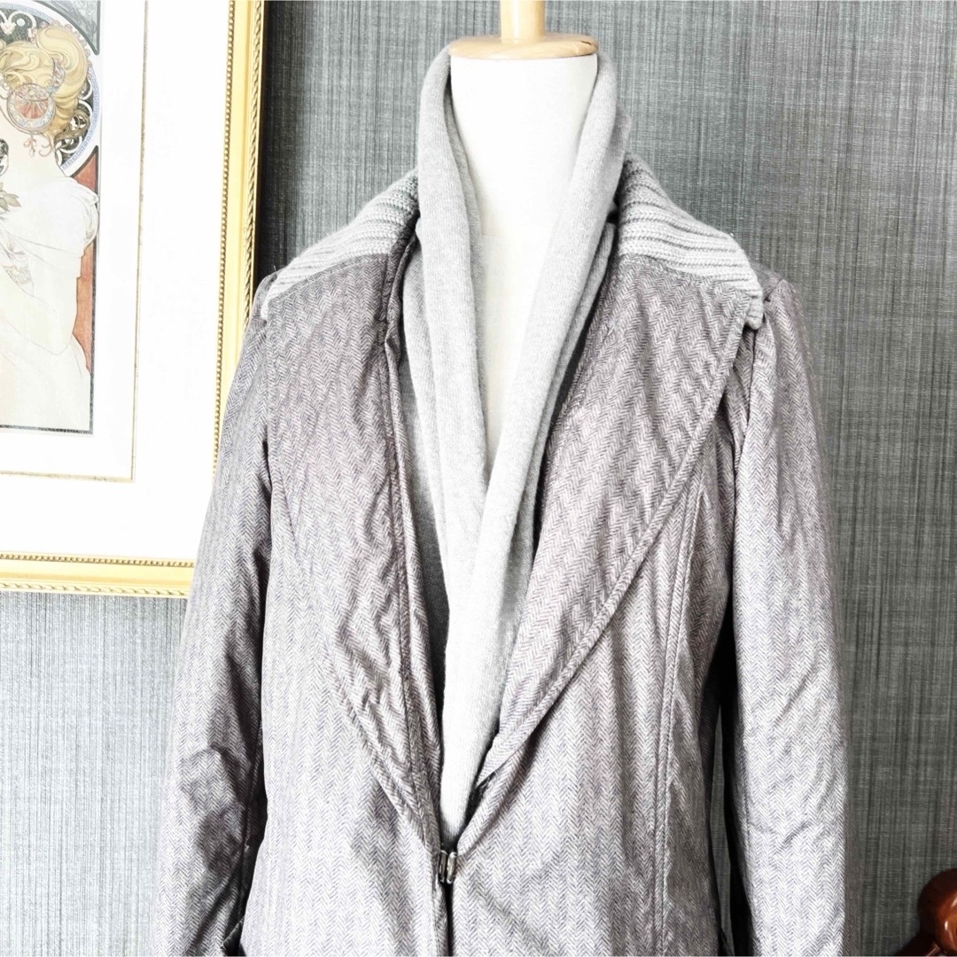 BRUNELLO CUCINELLI(ブルネロクチネリ)の美品　ファビアナフィリッピ  ダウン　ジャケット　コート　ツイード模様　中綿 レディースのジャケット/アウター(ダウンコート)の商品写真