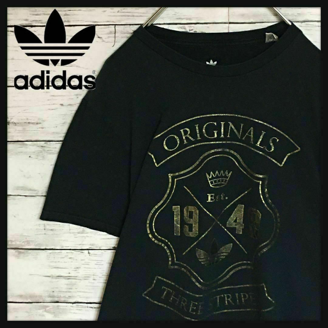 adidas(アディダス)の【人気トレフォイルロゴ】アディダス　半袖プリントTシャツ　黒Mサイズ　E681 メンズのトップス(Tシャツ/カットソー(半袖/袖なし))の商品写真