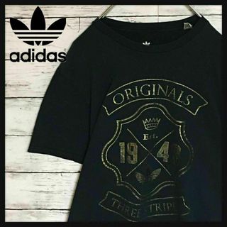 アディダス(adidas)の【人気トレフォイルロゴ】アディダス　半袖プリントTシャツ　黒Mサイズ　E681(Tシャツ/カットソー(半袖/袖なし))