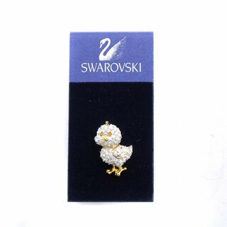 スワロフスキー(SWAROVSKI)のスワロフスキー ピンブローチ ピンバッチ 鳥 ラインストーン 白 ゴールド色(ブローチ/コサージュ)