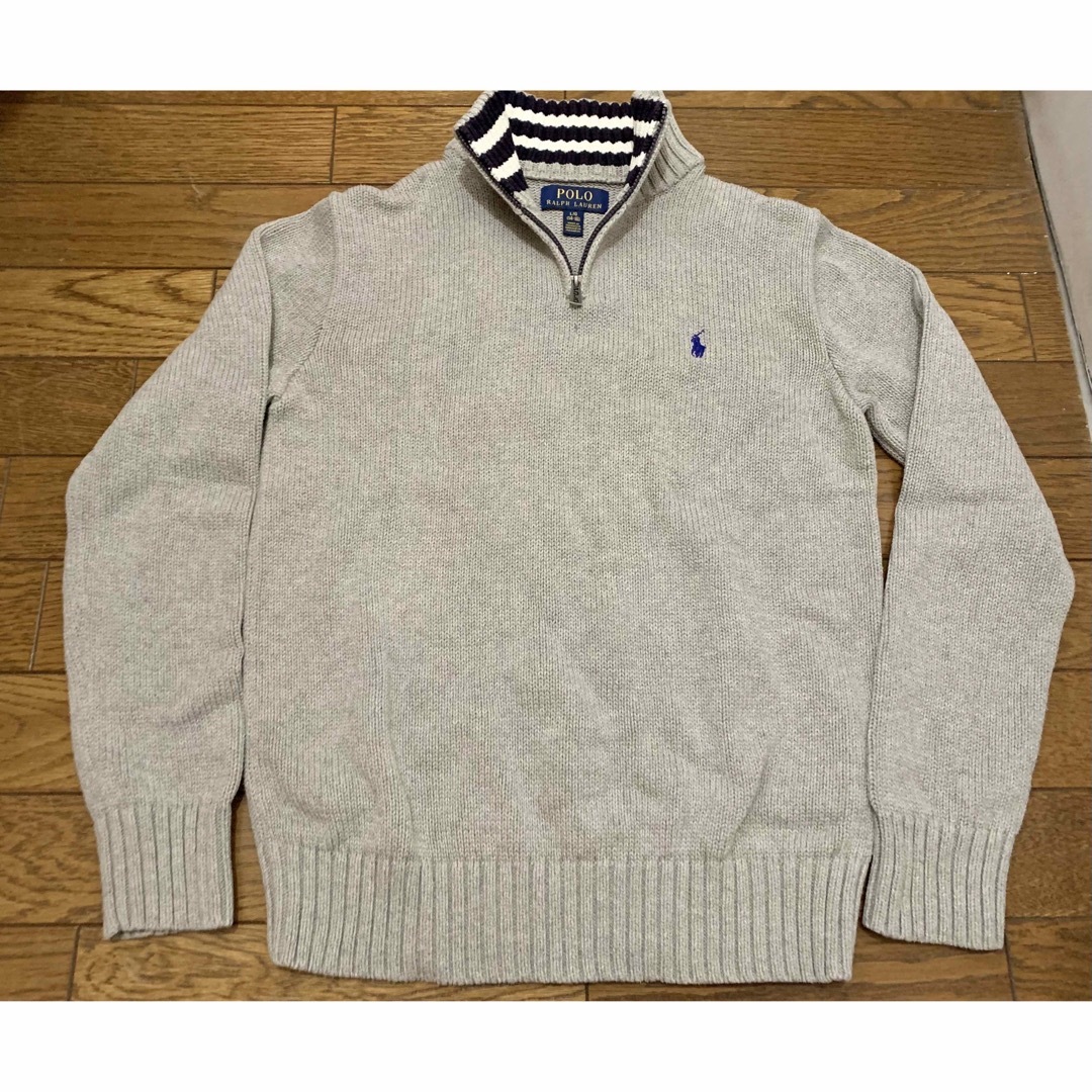 POLO RALPH LAUREN(ポロラルフローレン)の【美品】ラルフローレン　ハーフジップ　ジップアップセーター　グレー　ハイネック レディースのトップス(ニット/セーター)の商品写真