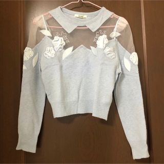 スナイデル(SNIDEL)のsnidel スナイデル　フラワー刺繍シースルー切替ニット(ニット/セーター)