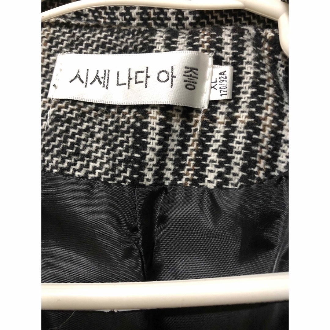 ロングコート チェスターコート XL チェック 韓国レディース  レディースのジャケット/アウター(チェスターコート)の商品写真