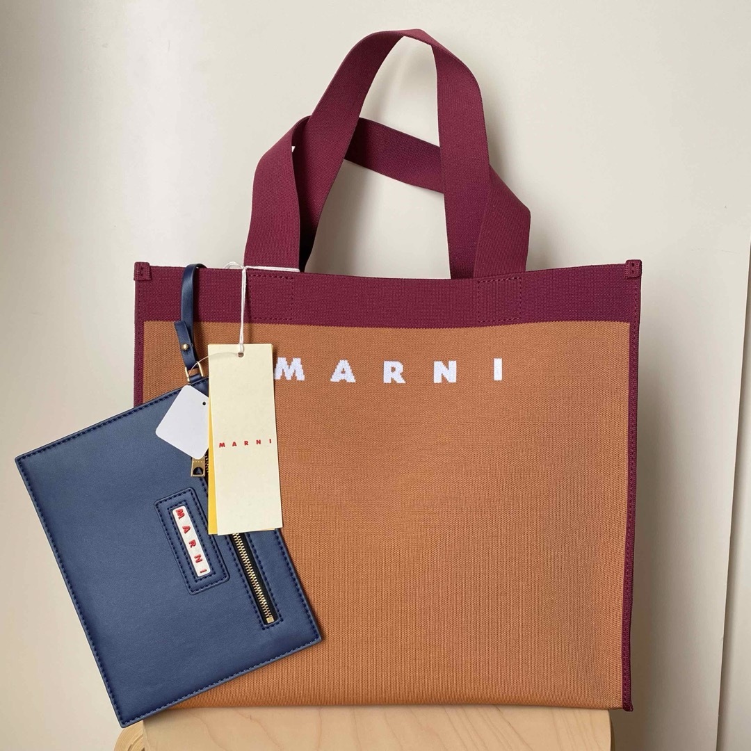 【MARNI】 マルニ ジャカード ショッピングバッグ ミディアム トートバッグ | フリマアプリ ラクマ
