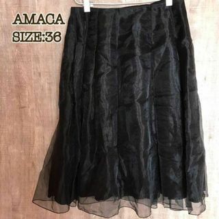 アマカ(AMACA)のAMACA アマカ　パネルスカート　ブラック　36(ひざ丈スカート)