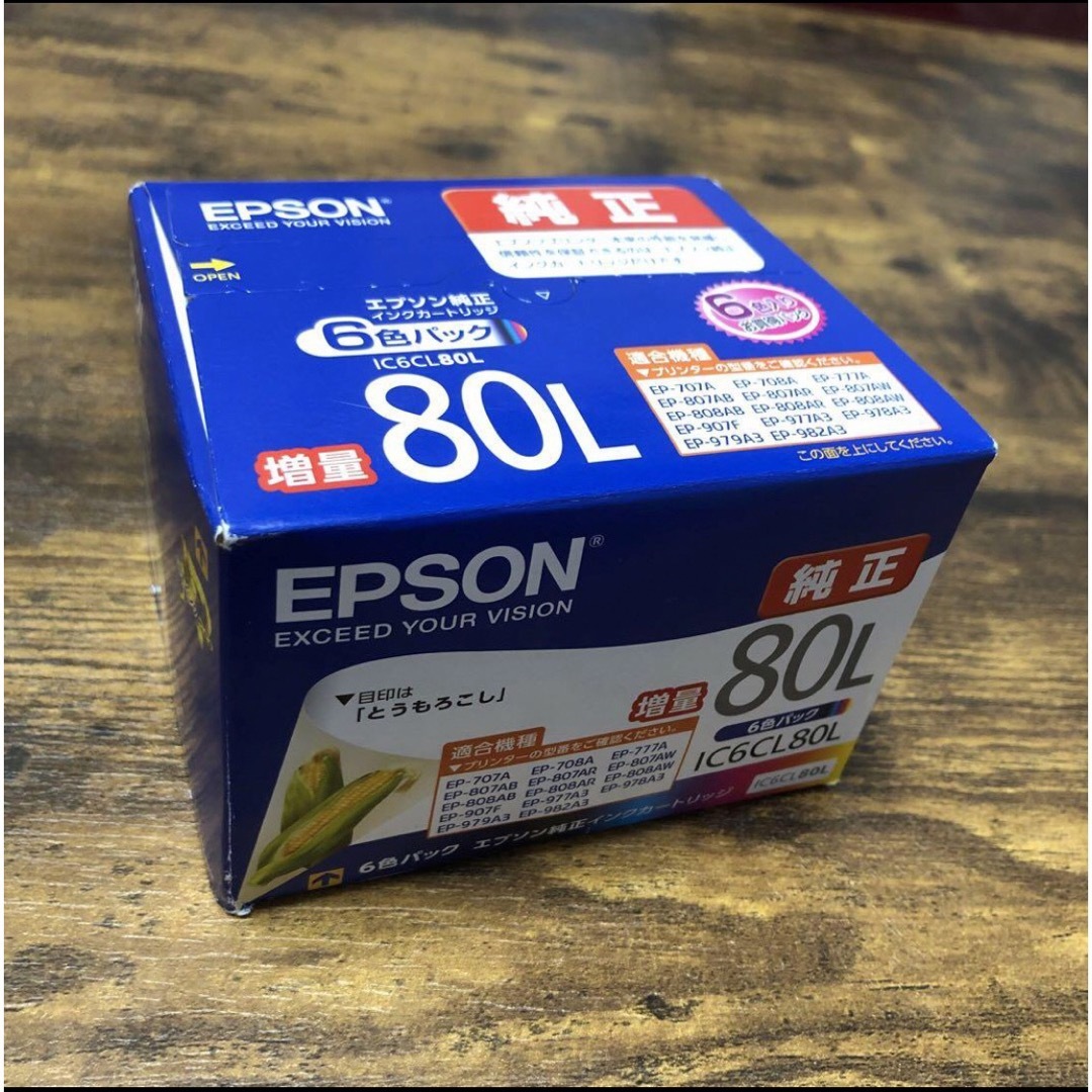 EPSON(エプソン)のエプソン 純正 インク とうもろこし IC6CL80L 6色パック スマホ/家電/カメラのPC/タブレット(PC周辺機器)の商品写真