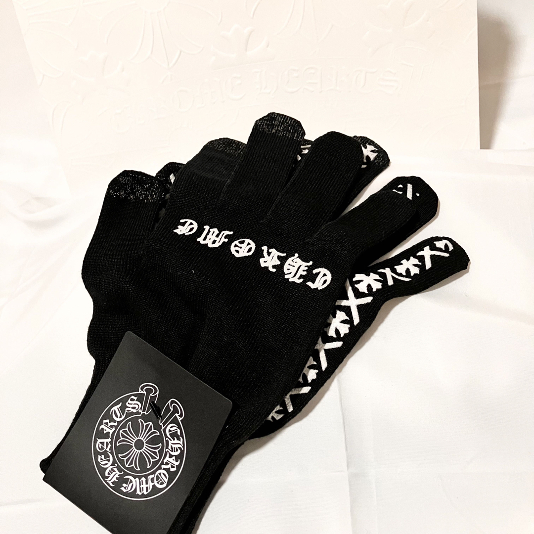 Chrome Hearts(クロムハーツ)のCHROME HEARTS (クロムハーツ)  ロゴ グローブ 手袋 ブラック メンズのファッション小物(手袋)の商品写真