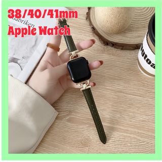 38/40/41mm Apple Watchフェイクレザーバンドオリーブグリーン(ベルト)