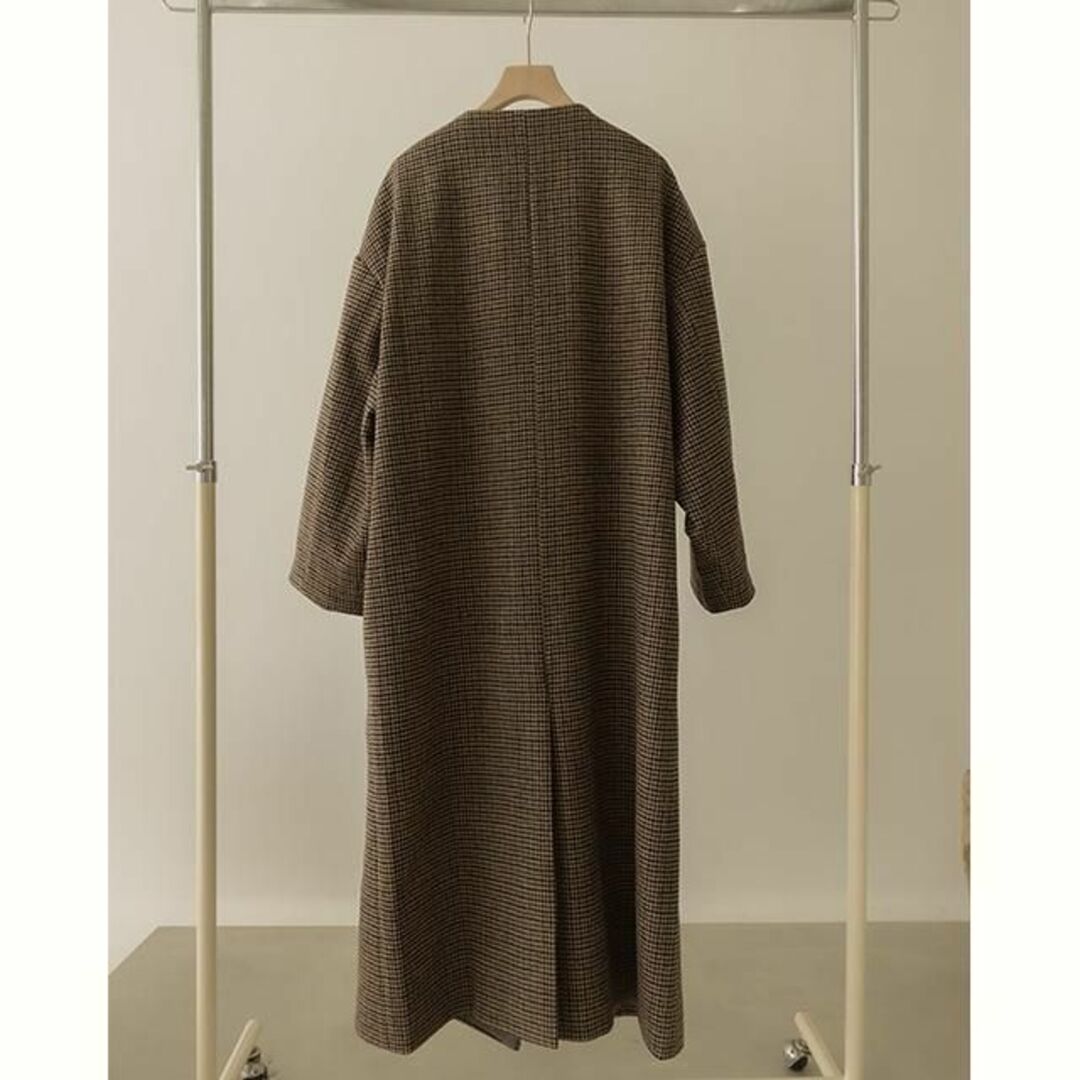 即日発送 新品 Eaphi no collar wool check coat レディースのジャケット/アウター(ロングコート)の商品写真