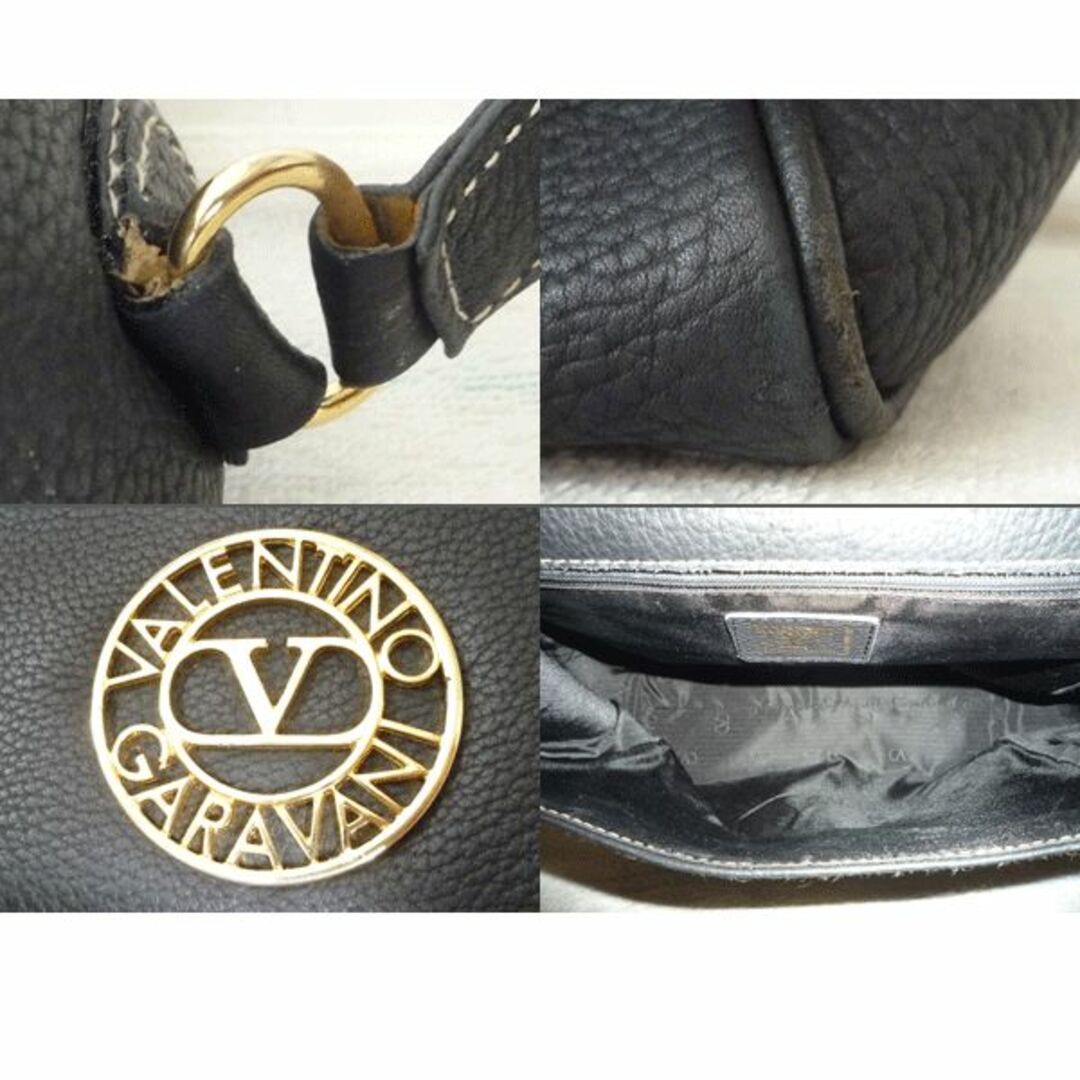 ヴァレンティノ ガラヴァーニ　レザー　ブラック　黒　ロゴ金具　ハンドバッグ
