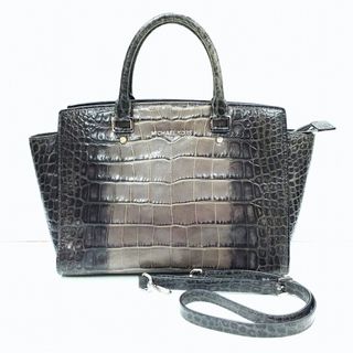 マイケルコース(Michael Kors)のMICHAEL KORS マイケルコース 2WAY バッグ 型押し クロコ レザー トートバッグ ショルダーバッグ グレー ブラック【中古】JA-18293(トートバッグ)