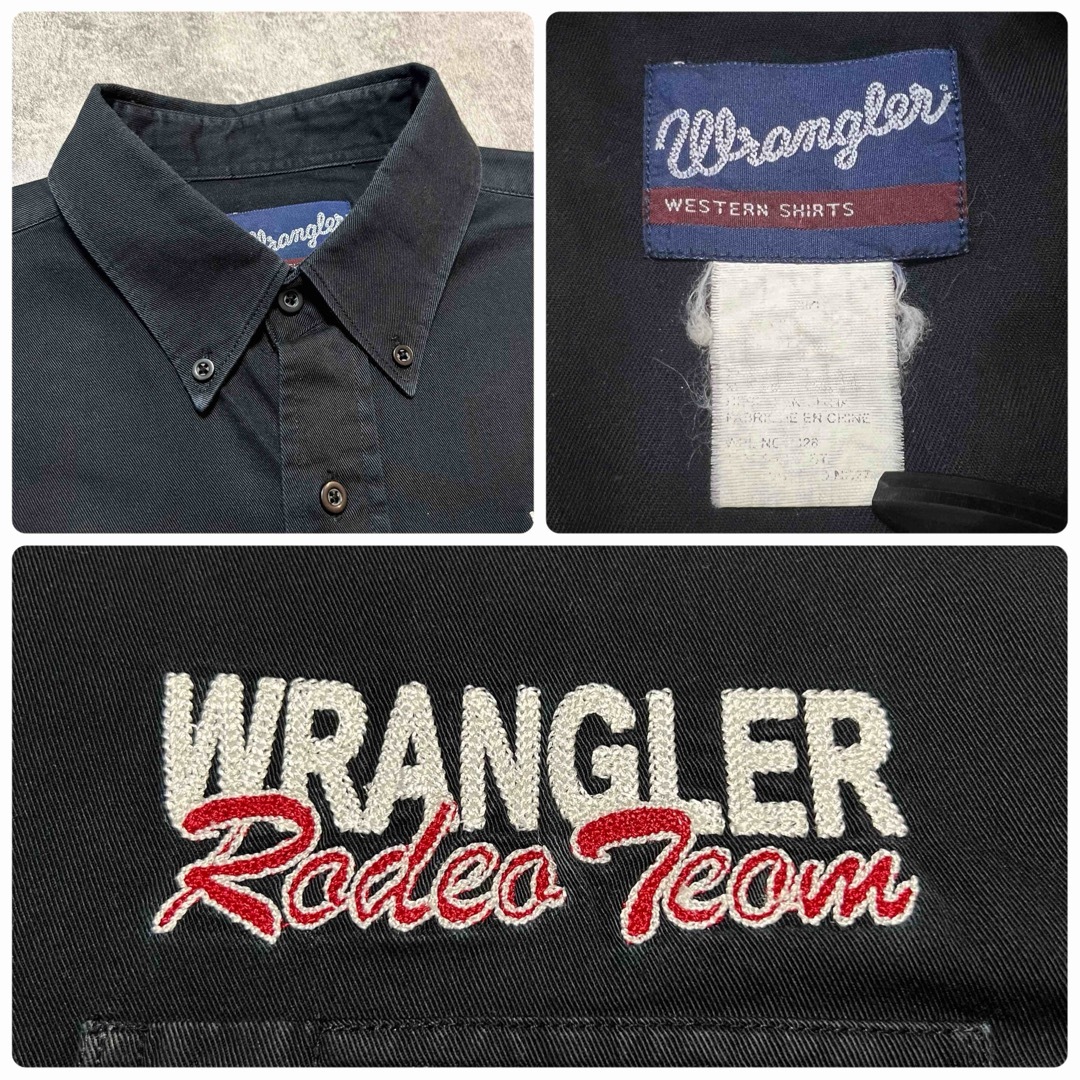 Wrangler(ラングラー)のラングラーWrangler☆ロデオチームサイド刺繍ロゴウエスタンシャツ　ブラック メンズのトップス(シャツ)の商品写真
