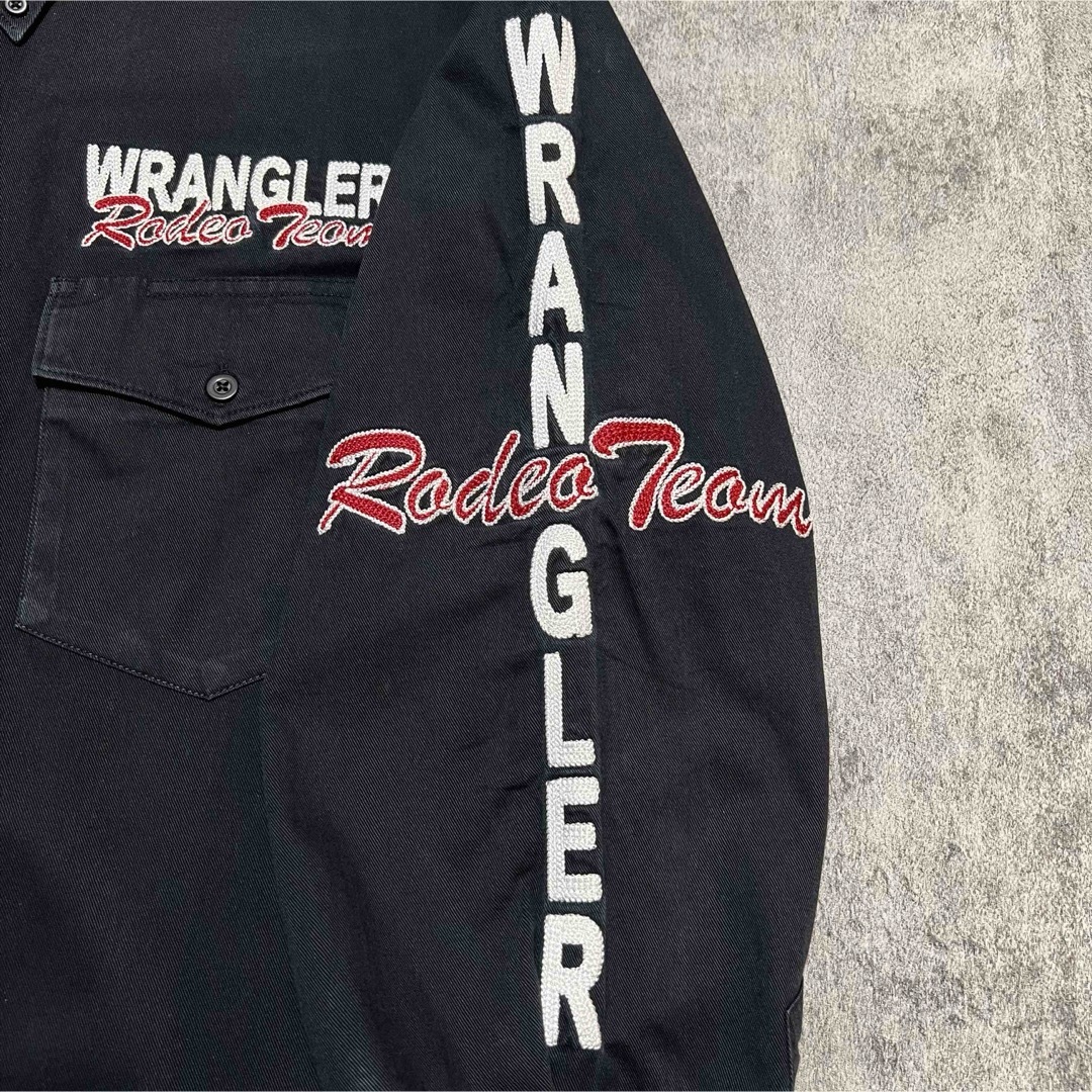 Wrangler(ラングラー)のラングラーWrangler☆ロデオチームサイド刺繍ロゴウエスタンシャツ　ブラック メンズのトップス(シャツ)の商品写真