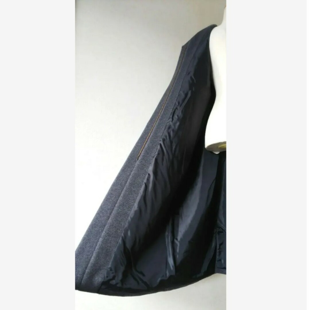 アーバンリサーチ ノーカラーコート グレー  ウール混 クリーニング済 上品 レディースのジャケット/アウター(ロングコート)の商品写真