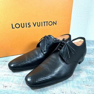 超美品 LOUIS VUITTON ダミエ 型押 外羽根 レザーシューズ