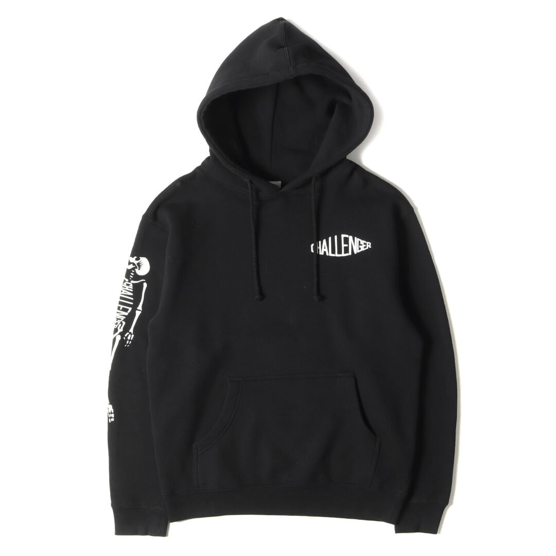 パーカーCHALLENGER チャレンジャー パーカー サイズ:S 19AW 10周年記念 スカルロゴ スウェット パーカー 10TH SKULL HOODIE ブラック 黒 トップス フーディー【メンズ】