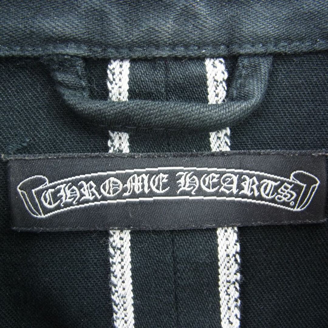 Chrome Hearts(クロムハーツ)のCHROME HEARTS クロムハーツ（原本無） 長袖シャツ 国内正規品 DENIM WESTERN Loose Ends 袖レザーパッチ クロスボールボタン ウエスタン 長袖 シャツ ブラック系【中古】 メンズのトップス(シャツ)の商品写真