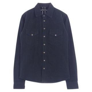 クロムハーツ(Chrome Hearts)のCHROME HEARTS クロムハーツ（原本無） 長袖シャツ 国内正規品 DENIM WESTERN Loose Ends 袖レザーパッチ クロスボールボタン ウエスタン 長袖 シャツ ブラック系【中古】(シャツ)