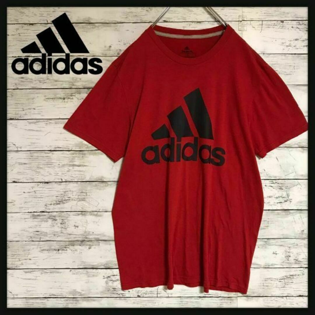 adidas(アディダス)の【人気Ｌサイズ】アディダス　センターデカロゴTシャツ　人気定番　赤　Ｈ416 メンズのトップス(Tシャツ/カットソー(半袖/袖なし))の商品写真