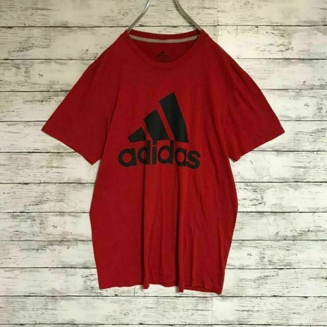 adidas(アディダス)の【人気Ｌサイズ】アディダス　センターデカロゴTシャツ　人気定番　赤　Ｈ416 メンズのトップス(Tシャツ/カットソー(半袖/袖なし))の商品写真