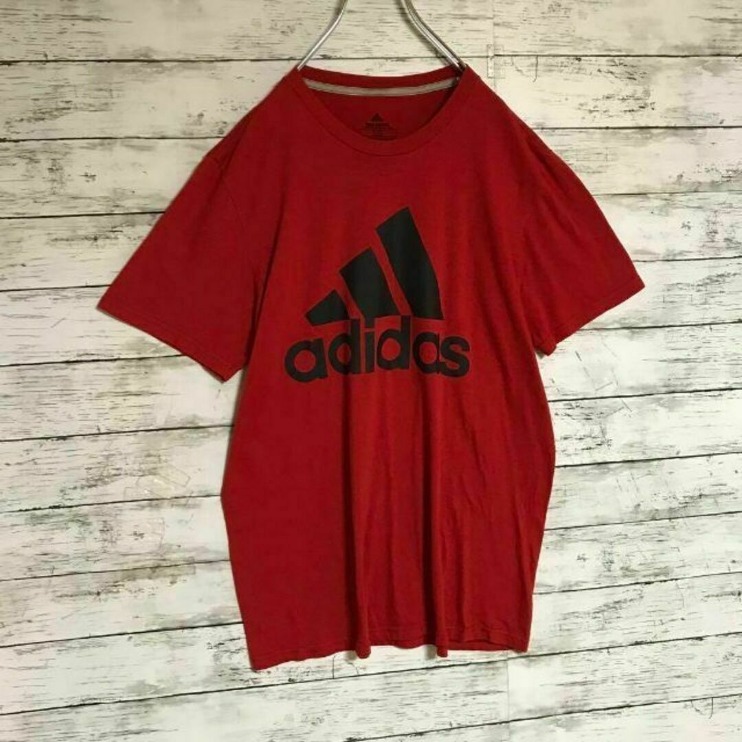 adidas(アディダス)の【人気Ｌサイズ】アディダス　センターデカロゴTシャツ　人気定番　赤　Ｈ416 メンズのトップス(Tシャツ/カットソー(半袖/袖なし))の商品写真