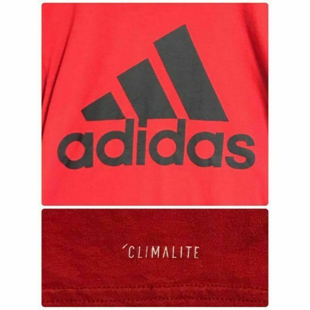 adidas(アディダス)の【人気Ｌサイズ】アディダス　センターデカロゴTシャツ　人気定番　赤　Ｈ416 メンズのトップス(Tシャツ/カットソー(半袖/袖なし))の商品写真