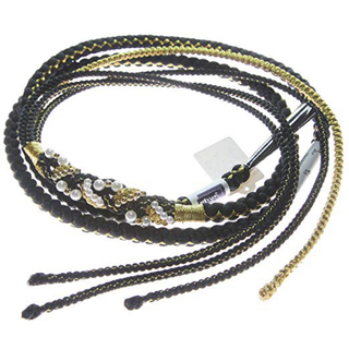帯締め 振袖用 成人式に 黒×金 パールビーズ 帯〆 正絹 女性用(和装小物)