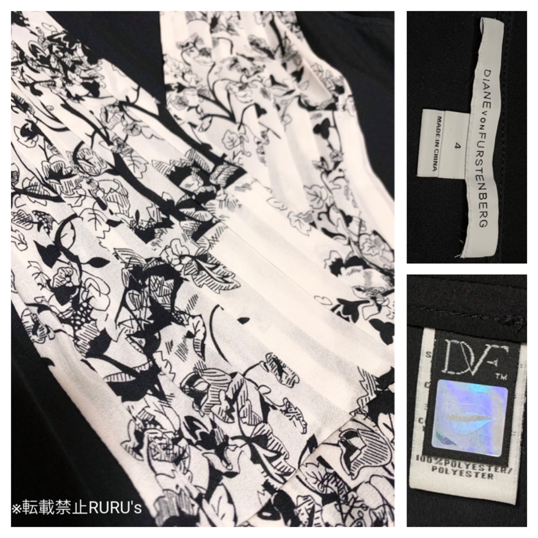 DIANE von FURSTENBERG(ダイアンフォンファステンバーグ)の新品 ダイアンフォンファステンバーグ プリーツ×シルクシフォン ワンピースドレス レディースのワンピース(ひざ丈ワンピース)の商品写真