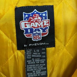 90sヴィンテージ古着NFL STEELERS 刺繍ロゴ中綿ベンチコート　L 黒